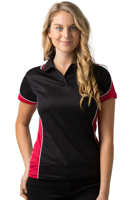 Be Seen-Be Seen Ladies Polo Shirt With Striped Collar 1st( 12 Color )-Black-Red-White / 8-Uniform Wholesalers - 4