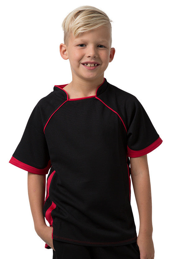 Be Seen-Be Seen Kids T-shirt With Pique Knit-Black-Red / 6-Uniform Wholesalers - 2