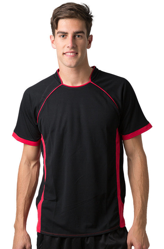 Be Seen-Be Seen Men's Polo Shirt With Pique Knit Body And Contrast 1st( 7 Color )-Black-Red / XS-Uniform Wholesalers - 2