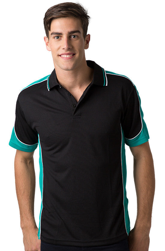 Be Seen-Be Seen Men's Polo Shirt With Striped Collar 1st( 10 Color All Black )-Black-Teal-White / XS-Uniform Wholesalers - 9