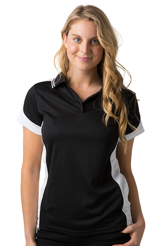 Be Seen-Be Seen Ladies Polo Shirt With Striped Collar 1st( 12 Color )-Black-White-White / 8-Uniform Wholesalers - 5