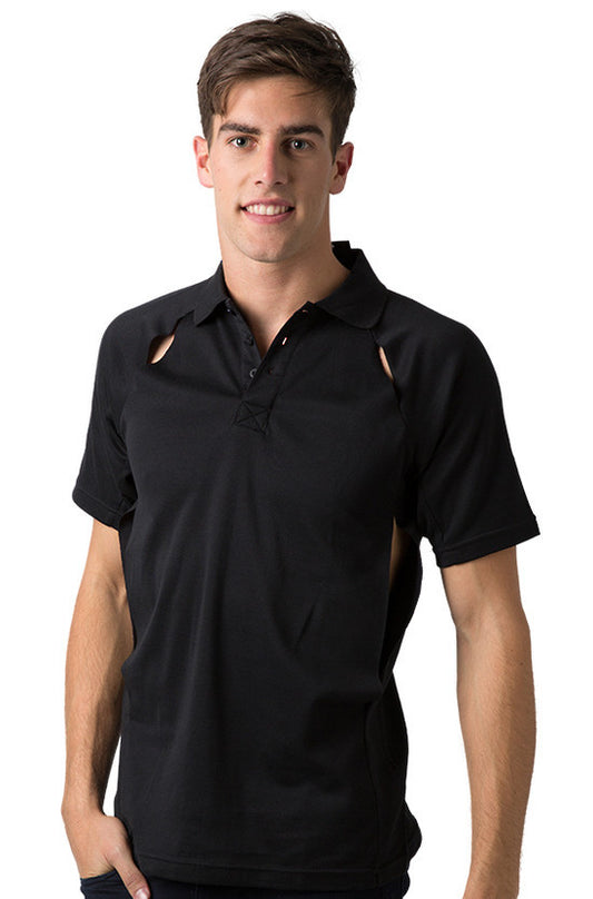Be Seen-Be Seen Men's Polo Shirt With Contrast Piping-Black / XS-Uniform Wholesalers - 1