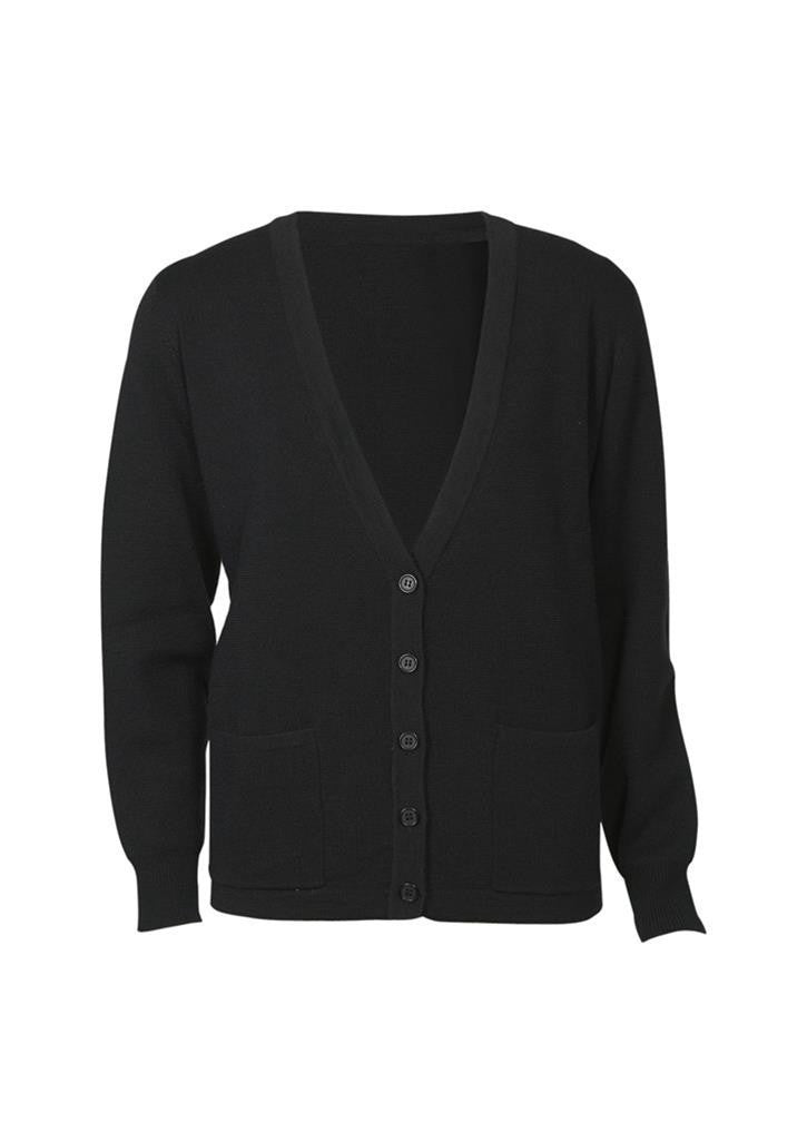 Biz Collection-Biz Collection Ladies Button Through Woolmix Cardigan-Black / S-Uniform Wholesalers - 2