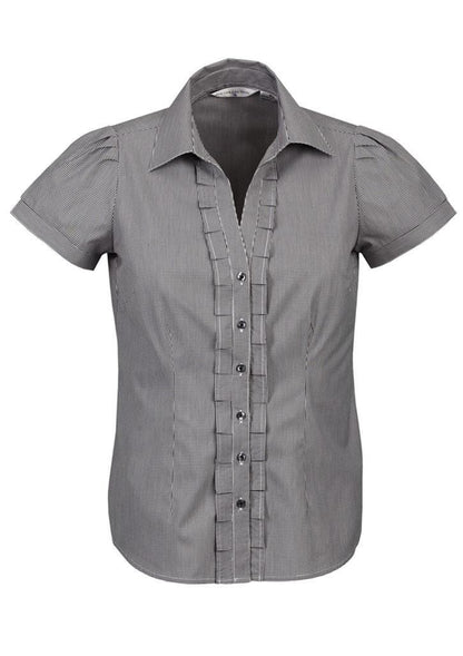 Biz Collection-Biz Collection Ladies Edge Short Sleeve Shirt-Black / 6-Uniform Wholesalers - 2