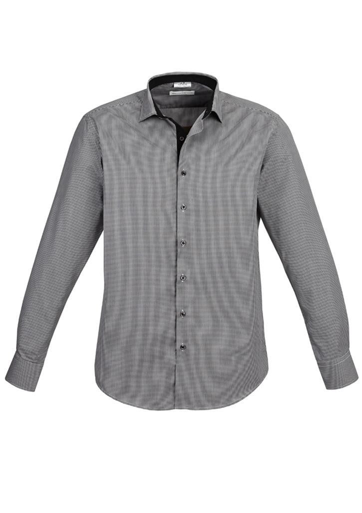 Biz Collection-Biz Collection Edge Mens long sleeve shirt-Black / S-Uniform Wholesalers - 1