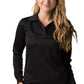 Be Seen-Be Seen Ladies Long Sleeve Plain Polo Shirt With Ribbed Cuffs-Black / 8-Uniform Wholesalers - 1