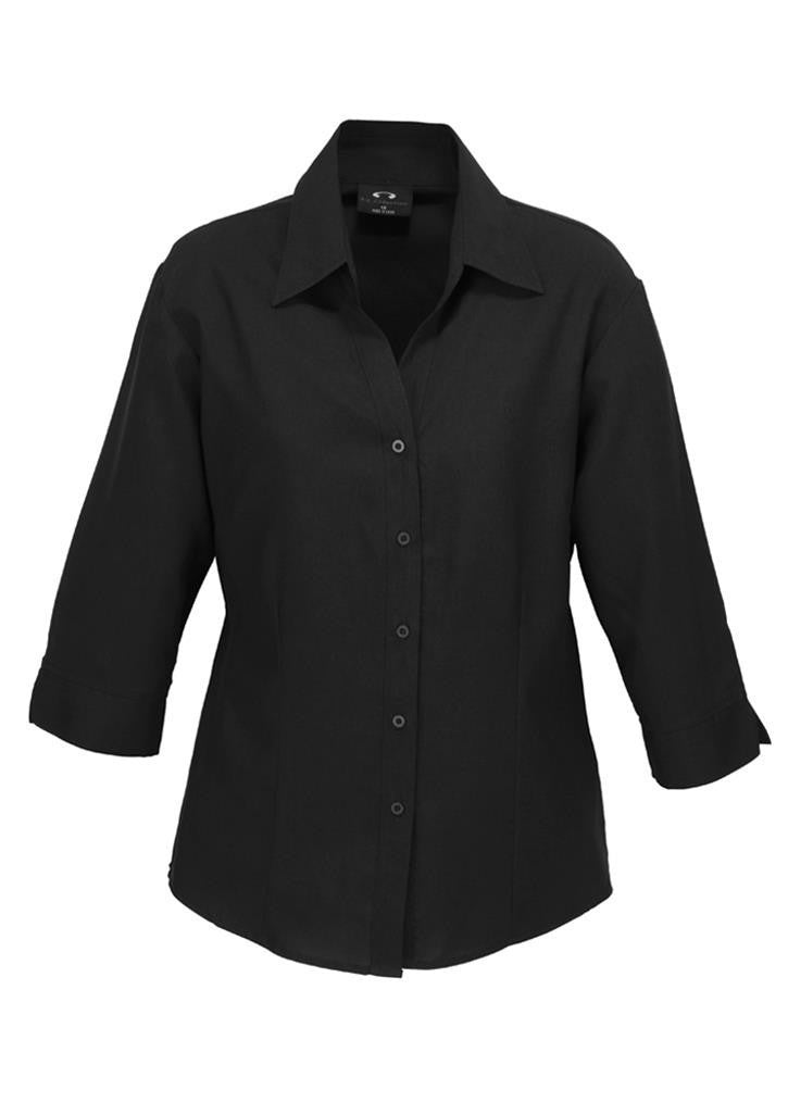 Biz Collection-Biz Collection Ladies Plain Oasis Shirt-3/4 Sleeve-Black / 6-Uniform Wholesalers - 2