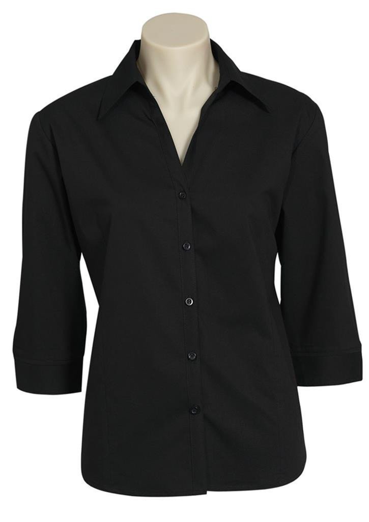Biz Collection-Biz Collection Ladies Metro Shirt 3/4 Sleeve-Black / 6-Corporate Apparel Online - 2
