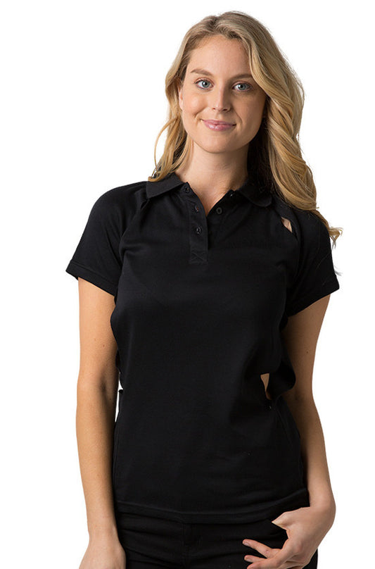 Be Seen-Be Seen Ladies Polo Shirt With Contrast Piping-Black / 8-Uniform Wholesalers - 1