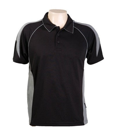 Australian Spirit-Aus Spirt Olympikool Mens Polo 1st ( 10 Colour )-Black / Ashe marle / S-Uniform Wholesalers - 3