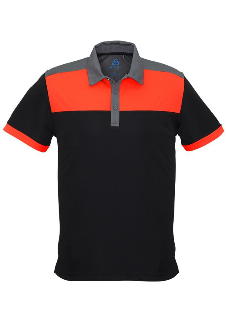 Biz Collection-Biz Collection Mens Charger Polo-Black/Fluoro Orange/Grey / S-Uniform Wholesalers - 2