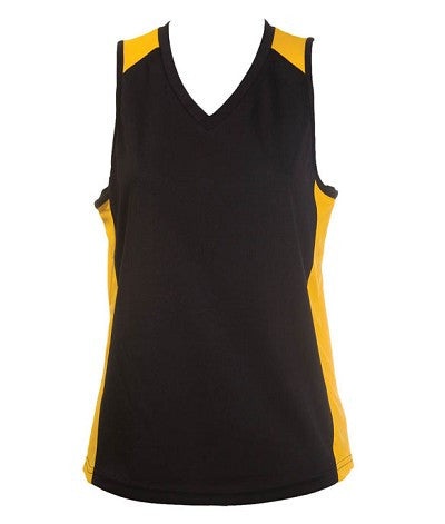 Australian Spirit-Aus Spirt Olympikool Ladies Singlet 1st ( 10 Colour )-Black / Gold / 8-Uniform Wholesalers - 5