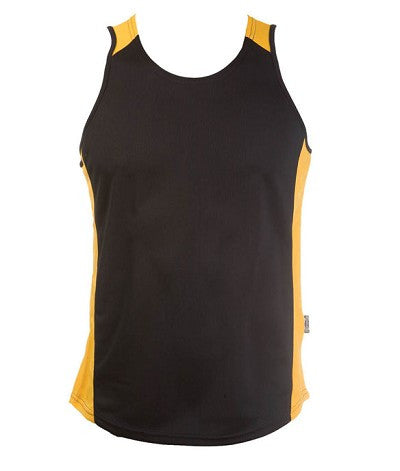Australian Spirit-Aus Spirt Olympikool Mens Singlets 1st ( 10 Colour )-Black/Gold / S-Uniform Wholesalers - 5