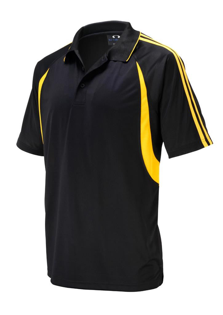 Biz Collection-Biz Collection Mens Flash Polo 1st (  9 Colour )-Black / Gold / Small-Uniform Wholesalers - 3