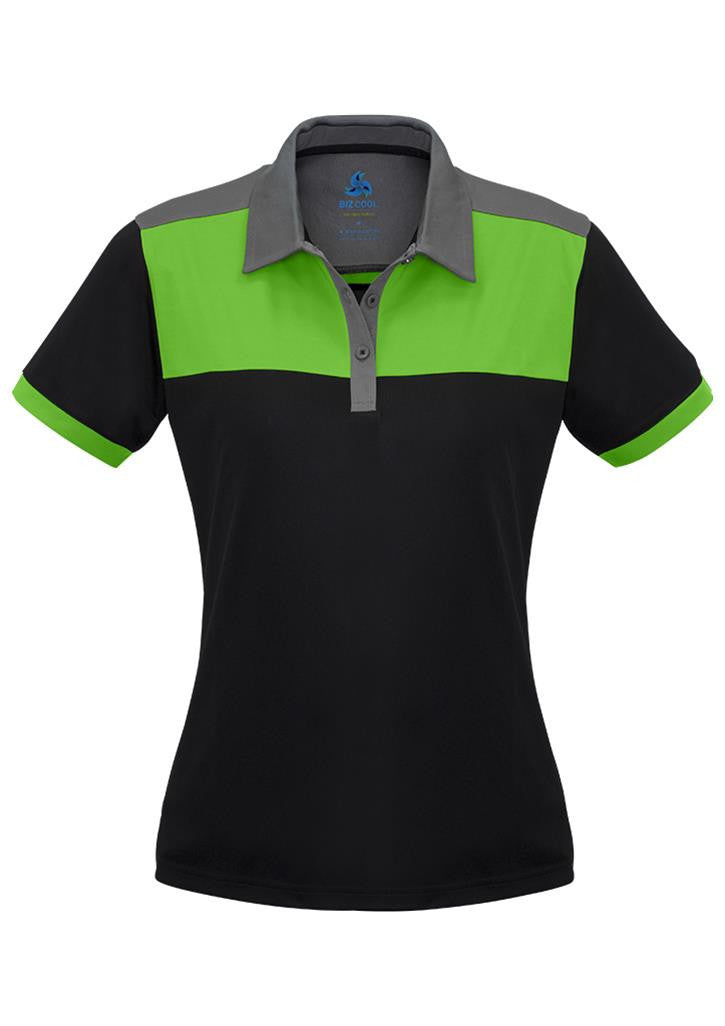 Biz Collection-Biz Collection Ladies Charger Polo-Black/Green/Grey / 8-Uniform Wholesalers - 3