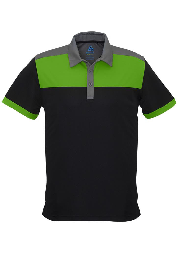 Biz Collection-Biz Collection Mens Charger Polo-Black/Green/Grey / S-Uniform Wholesalers - 3