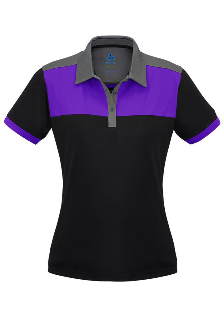 Biz Collection-Biz Collection Ladies Charger Polo-Black/Purple/Grey / 8-Uniform Wholesalers - 4