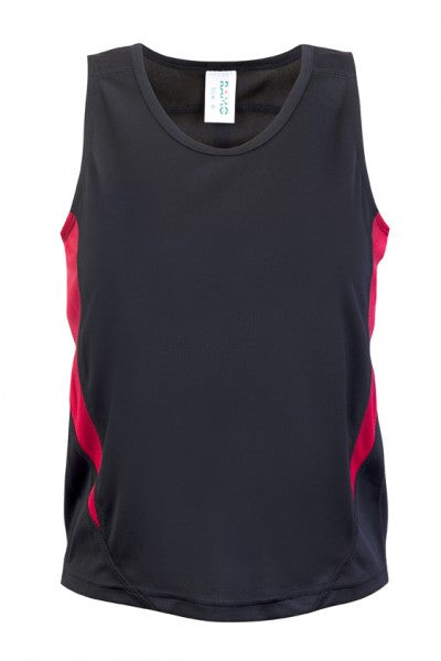 Ramo-Ramo Kids Accelerator Cool-Dry Singlet	(new)-Black/Red / 4-Uniform Wholesalers - 3