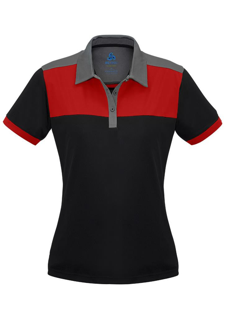 Biz Collection-Biz Collection Ladies Charger Polo-Black/Red/Grey / 8-Uniform Wholesalers - 5