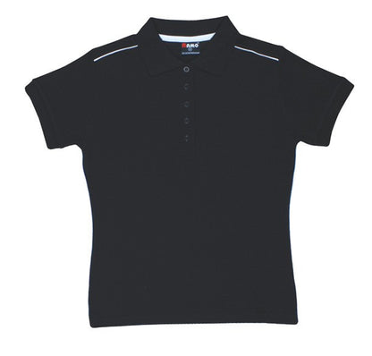 Ramo-Ramo Ladies 100% Cotton Pique Knit With Piping-Black/White / 8-Uniform Wholesalers - 2
