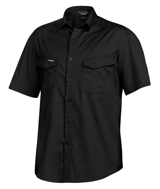 King Gee-King Gee Tradies Shirt S/S-Black / S-Uniform Wholesalers - 1