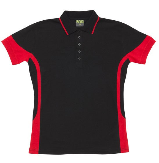 Ramo-Ramo Ladies Contrast Polo-Black/Red / 8-Uniform Wholesalers - 2