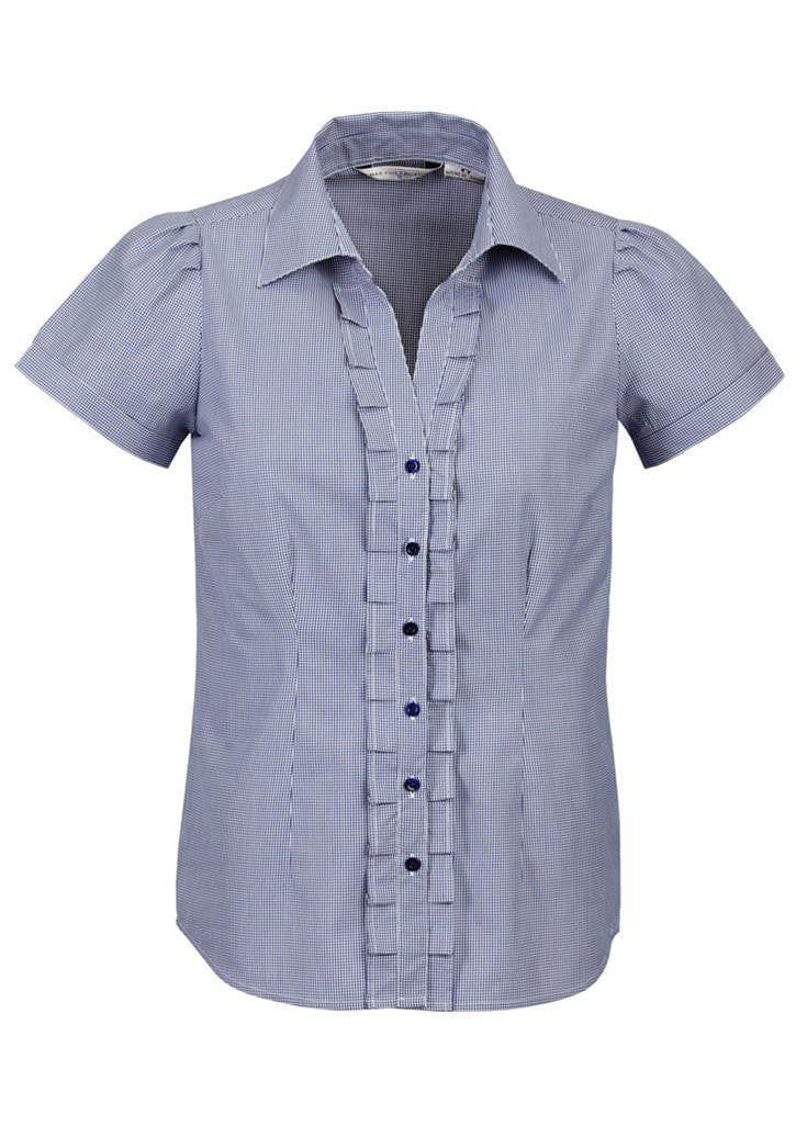 Biz Collection-Biz Collection Ladies Edge Short Sleeve Shirt-Blue / 6-Uniform Wholesalers - 3