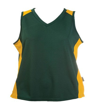 Australian Spirit-Aus Spirt Olympikool Ladies Singlet 1st ( 10 Colour )-Bottle green / Gold / 8-Uniform Wholesalers - 9