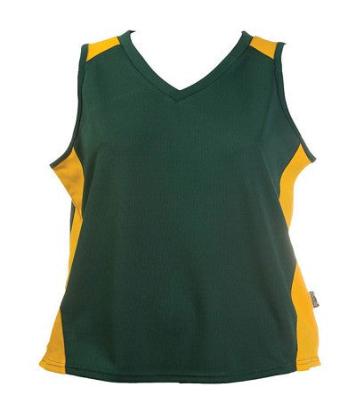 Australian Spirit-Aus Spirt Olympikool Ladies Singlet 1st ( 10 Colour )-Bottle green / Gold / 8-Uniform Wholesalers - 9