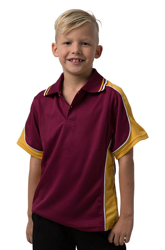 Be Seen-Be Seen Kids Polo Shirt With Striped Collar 2nd( 15 Color )-Burgundy-Gold-White / 6-Uniform Wholesalers - 3