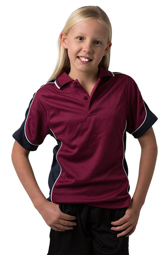 Be Seen Kids Polo Shirt With Striped Collar 2nd 10 Color BSP16K Uniform Wholesalers