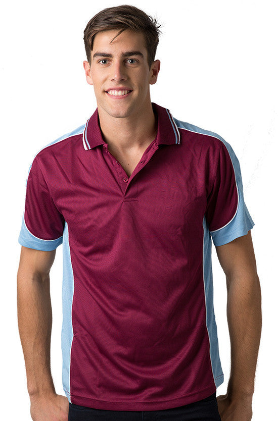 Be Seen-Be Seen Men's Polo Shirt With Striped Collar 2nd( 8 Color )-Burgundy-Sky-White / XS-Uniform Wholesalers - 5