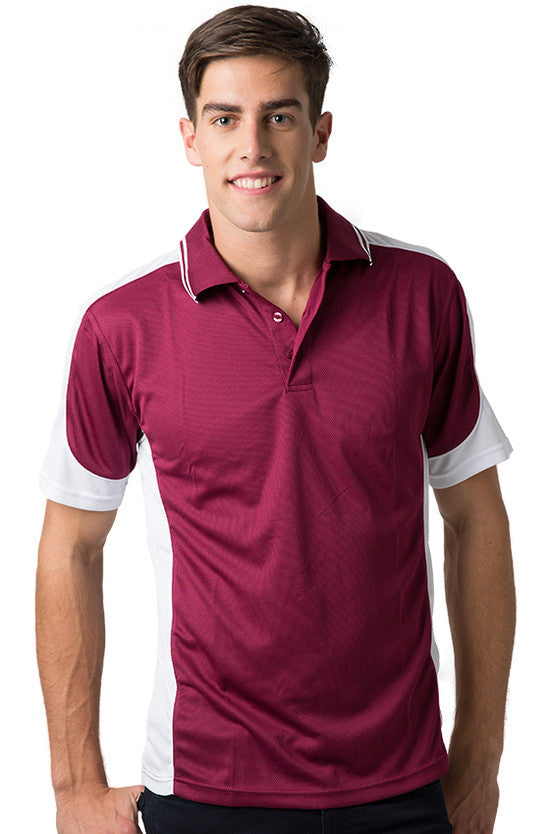 Be Seen-Be Seen Men's Polo Shirt With Striped Collar 2nd( 8 Color )-Burgundy-White-White / XS-Uniform Wholesalers - 6