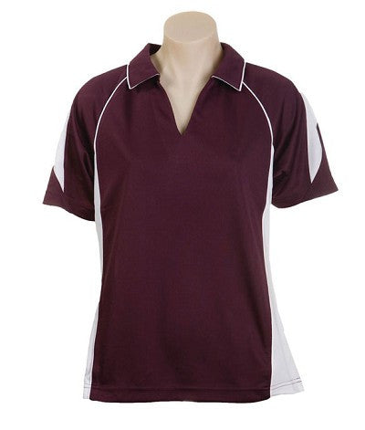 Australian Spirit-Aus Spirt Olympikool Ladies Polo 2nd ( 6 Colour )-Burgundy / White / 8-Uniform Wholesalers - 2
