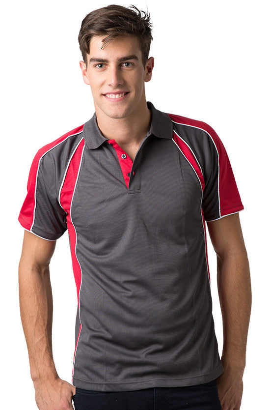 Be Seen-Be Seen Men's Polo Shirt With Contrast Sleeve 1st( 8 Color )-Charcoal-Red-White / XS-Uniform Wholesalers - 5