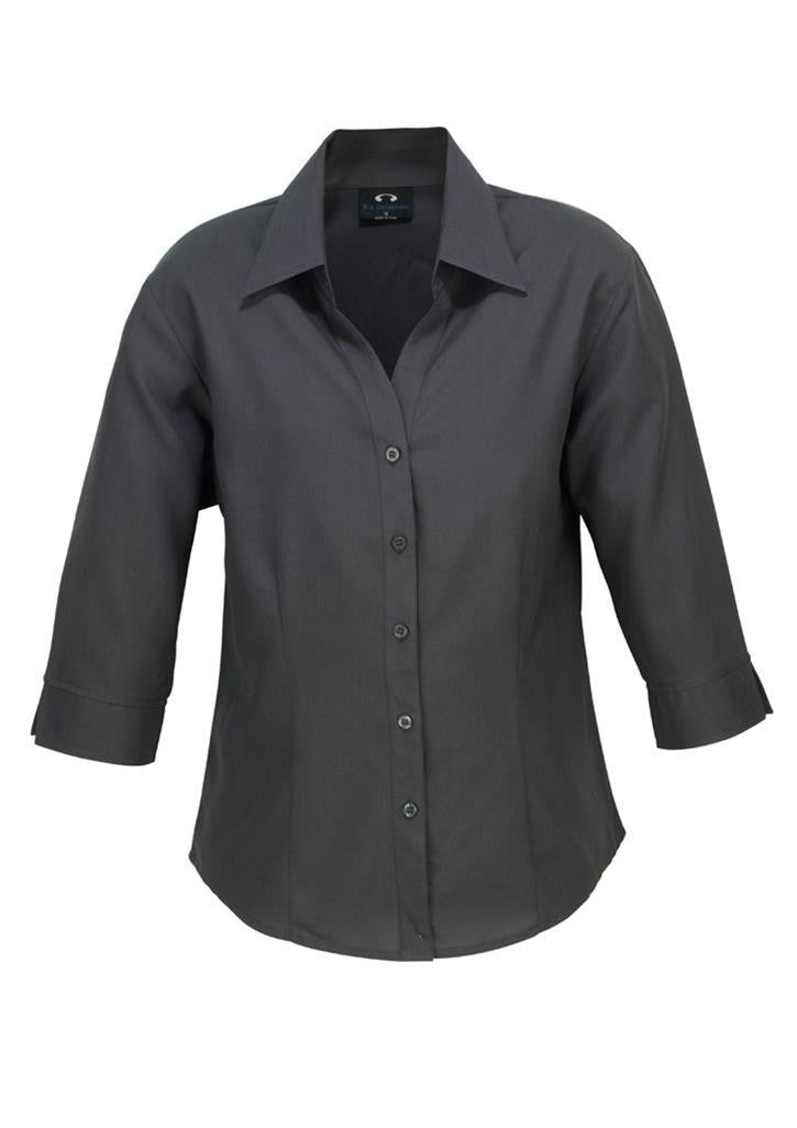 Biz Collection-Biz Collection Ladies Plain Oasis Shirt-3/4 Sleeve-Charcoal / 6-Uniform Wholesalers - 3