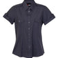 Ramo-Ramo Ladies Military Short Sleeve Shirt-Charcoal / 8-Uniform Wholesalers - 4