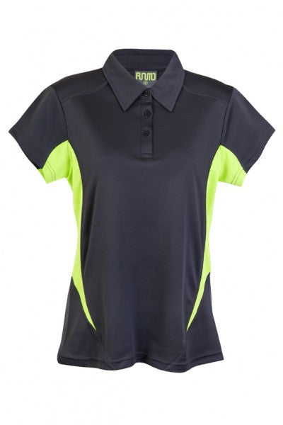 Ramo-Ramo Ladies Accelerator Polo	(new)-Charcoal/Lime / 8-Uniform Wholesalers - 7