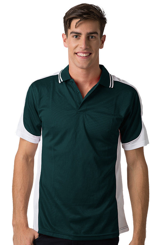 Be Seen-Be Seen Men's Polo Shirt With Striped Collar 2nd( 8 Color )-Dark Green-White-White / XS-Uniform Wholesalers - 8