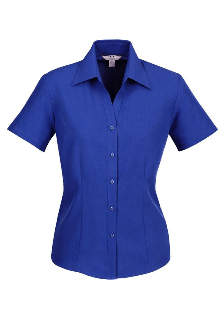 Biz Collection-Biz Collection Ladies Plain Oasis Shirt-S/S-Electric Blue / 6-Uniform Wholesalers - 6