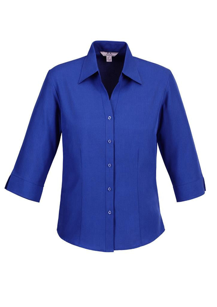 Biz Collection-Biz Collection Ladies Plain Oasis Shirt-3/4 Sleeve-Electric Blue / 6-Uniform Wholesalers - 5