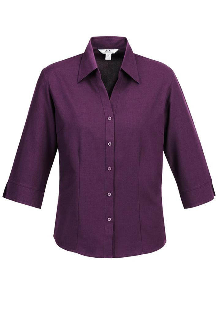 Biz Collection-Biz Collection Ladies Plain Oasis Shirt-3/4 Sleeve-Grape / 6-Uniform Wholesalers - 6