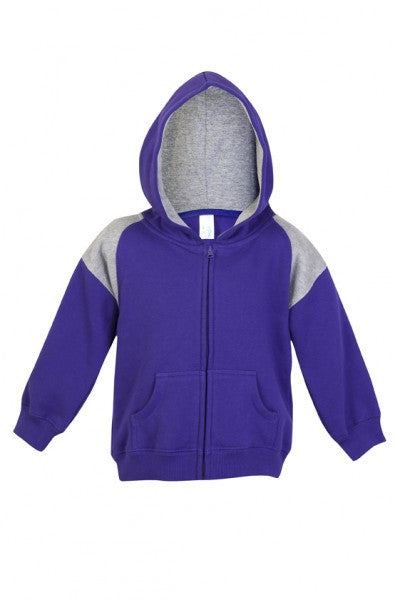 Ramo-Ramo Kids Shoulder Contrast Panel Hoodies with Zipper-Grape/Garl Marl / 00-Uniform Wholesalers - 2