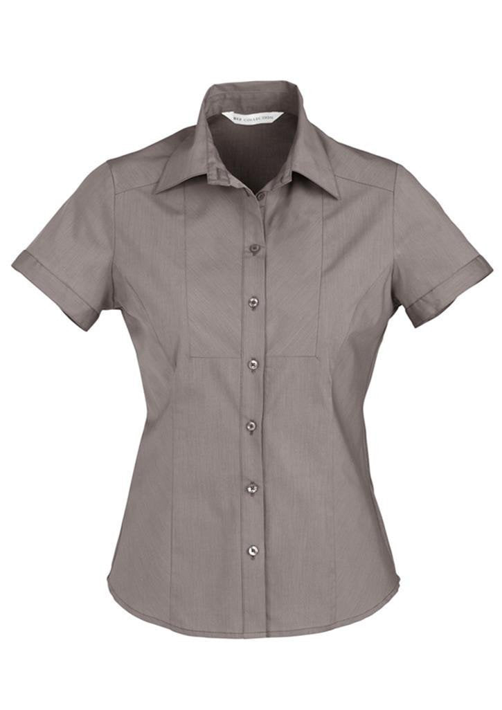 Biz Collection-Biz Collection Ladies Chevron Short Sleeve Shirt-Graphite / 6-Corporate Apparel Online - 5