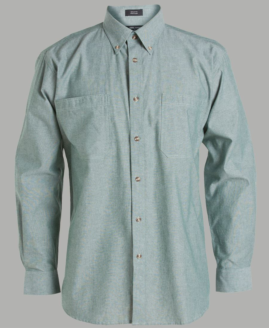 JB's Wear-JB's Cotton Chambray Shirt-S / Chambray Green L/S-Uniform Wholesalers - 5