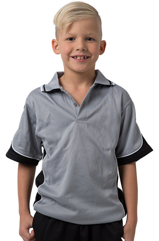 Be Seen-Be Seen Kids Polo Shirt With Striped Collar 2nd( 15 Color )-Grey-Black-White / 6-Uniform Wholesalers - 11