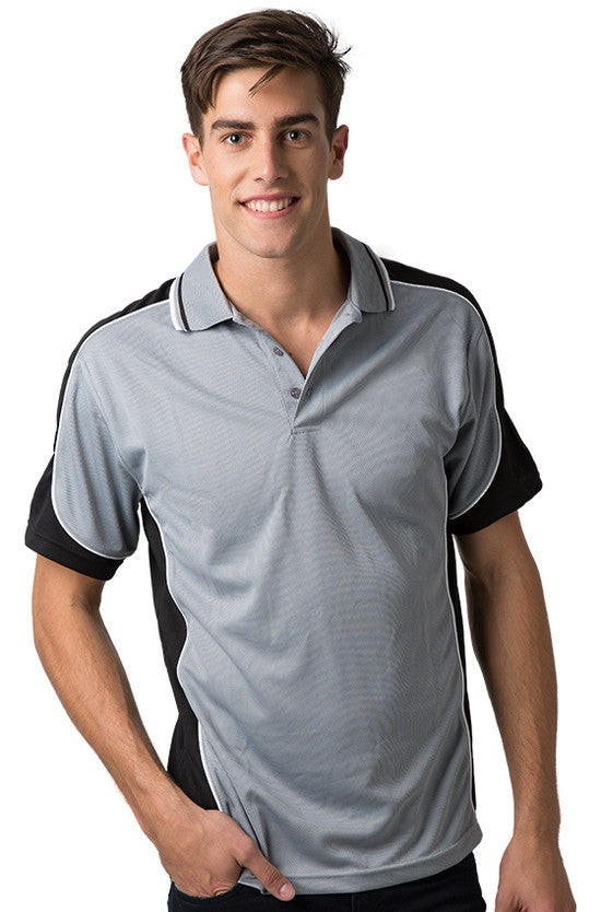 Be Seen-Be Seen Men's Polo Shirt With Striped Collar 3rd( 7 Color )-Grey-Black-White / XS-Uniform Wholesalers - 3