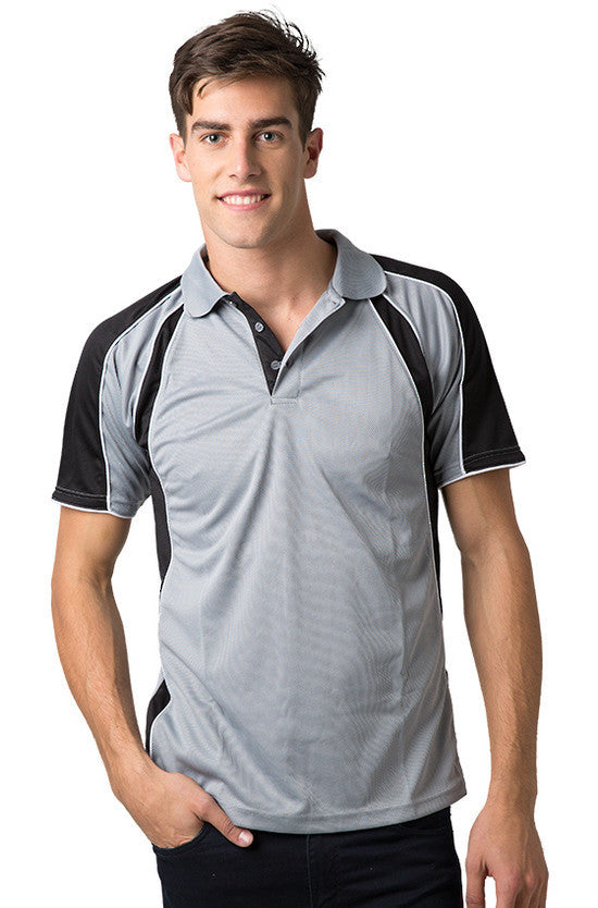Be Seen-Be Seen Men's Polo Shirt With Contrast Sleeve 1st( 8 Color )-Grey-Black-White / XS-Uniform Wholesalers - 8