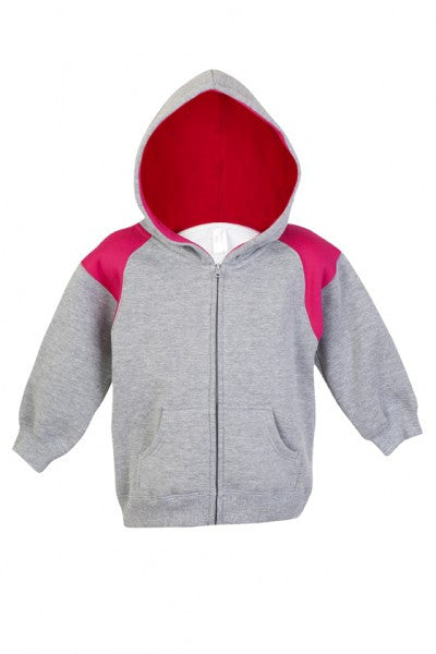 Ramo-Ramo Kids Shoulder Contrast Panel Hoodies with Zipper-Grey Marl/Hot Pink / 00-Uniform Wholesalers - 3