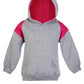 Ramo-Ramo Kids Shoulder Contrast Panel Hoodies-Grey Marl/Hot Pink / 0-Uniform Wholesalers - 4